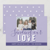 Cartes Pour Fêtes Annuelles Moderne violet Valentine`Jour Script photo de fami (Devant / Derrière)
