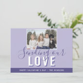 Cartes Pour Fêtes Annuelles Moderne violet Valentine`Jour Script photo de fami (Debout devant)
