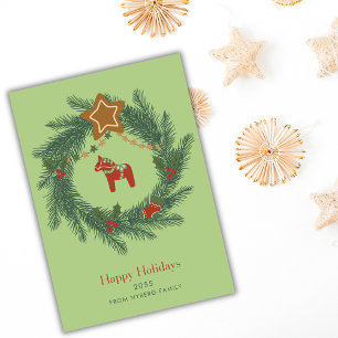 Cartes Pour Fêtes Annuelles Moderne Vœux de Noël Festifs Scandi Verts 