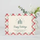 Cartes Pour Fêtes Annuelles Moderne Whimsical Rustic Trees Retro Logo Business (Debout devant)