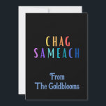 Cartes Pour Fêtes Annuelles ModerneColorée Chag Sameach JewishFestivalSalutati<br><div class="desc">Un design de texte Chag Sameach moderne et coloré,  qui signifie fêtes heureuses,  est un accueil adapté à de nombreux festivals juifs différents.</div>