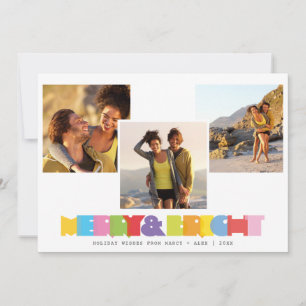 Cartes Pour Fêtes Annuelles Modernes couples 3 montage photo Joyeux et lumineu