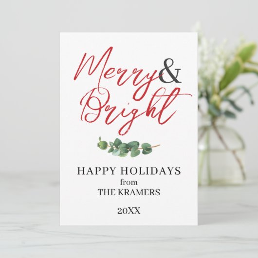 Cartes Pour Fêtes Annuelles Modernité Verte Joyeuse et Lumineuse (Debout devant)