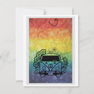 Cartes Pour Fêtes Annuelles Modifier Bois Campervan - Hippie colorée