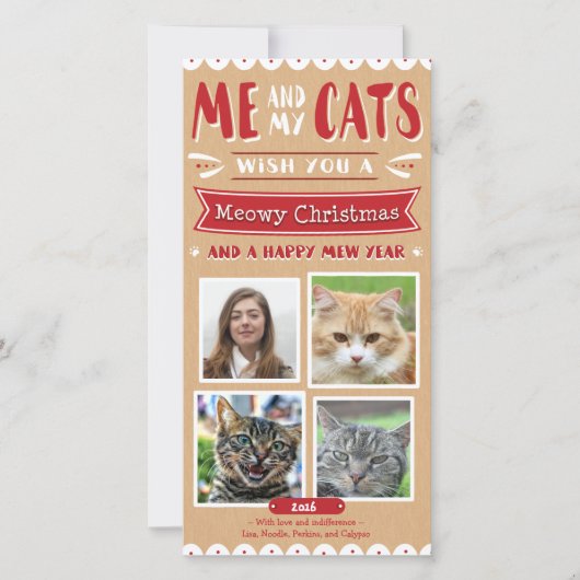 Cartes Pour Fêtes Annuelles Moi et mes chats Noël 4x8 Photocard (4 images)