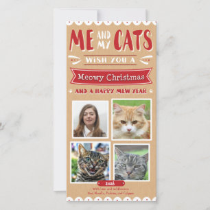 Cartes Pour Fêtes Annuelles Moi et mes chats Photocard de Noël 4x8 (4 images)