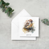 Cartes Pour Fêtes Annuelles Moineau aquarelle rustique, personnalisé