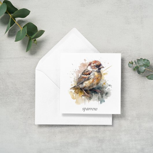 Cartes Pour Fêtes Annuelles Moineau aquarelle rustique, personnalisé