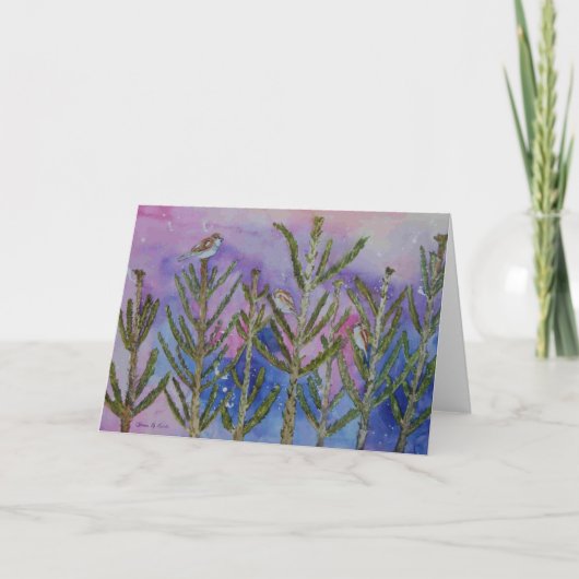 Cartes Pour Fêtes Annuelles Moineaux dans les arbres (Devant)