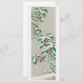 Cartes Pour Fêtes Annuelles Moineaux sur une branche enneigée (Devant / Derrière)