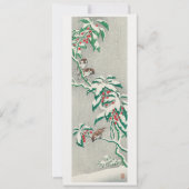 Cartes Pour Fêtes Annuelles Moineaux sur une branche enneigée (Devant)