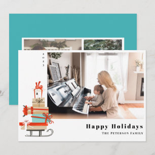 Cartes Pour Fêtes Annuelles Mois de siècle moderne Illustré traîneau de Noël