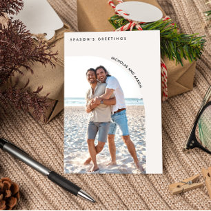 CARTES POUR FÊTES ANNUELLES MOITIÉ ARCH SIMPLE NOËL PHOTO DE VACANCES