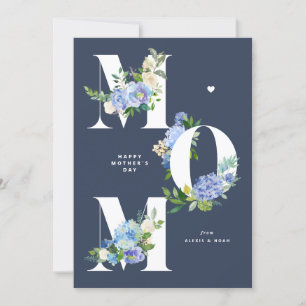 Cartes Pour Fêtes Annuelles MOM Blue Hydrangeas Floral Bonne fête des mères