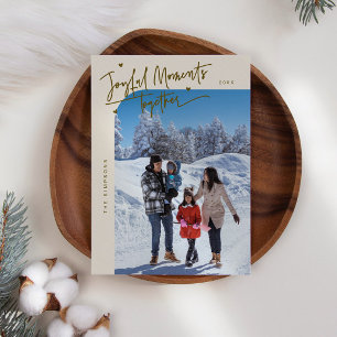 Cartes Pour Fêtes Annuelles Moments joyeux Ensemble Crème Photo de Noël