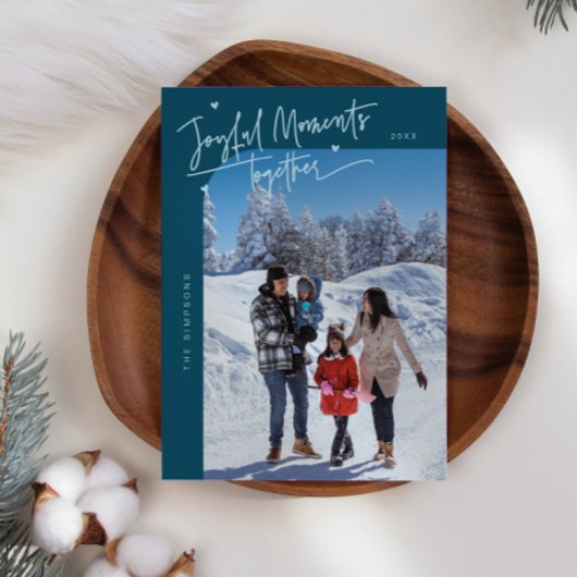 Cartes Pour Fêtes Annuelles Moments joyeux Ensemble Turquoise Photo de Noël