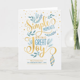 Cartes Pour Fêtes Annuelles Moments simples Apporter une grande joie Bleu et O