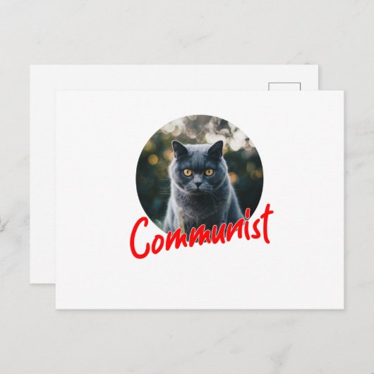 Cartes Pour Fêtes Annuelles Mon chat est communiste (Devant / Derrière)
