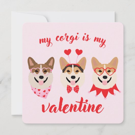 Cartes Pour Fêtes Annuelles Mon Corgi est mon Valentin (Devant)