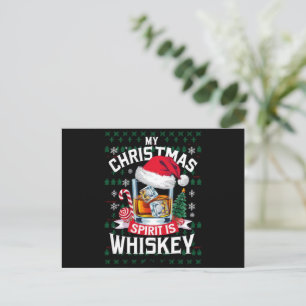 Cartes Pour Fêtes Annuelles Mon esprit de Noël est un pull moche Whiskey Xmas 