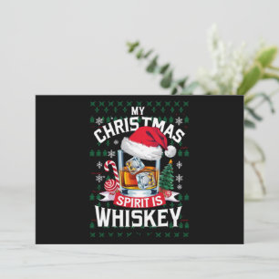 Cartes Pour Fêtes Annuelles Mon esprit de Noël est un pull moche Whiskey Xmas
