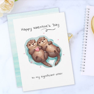 Cartes Pour Fêtes Annuelles Mon important animal de Otter Punny Saint Valentin