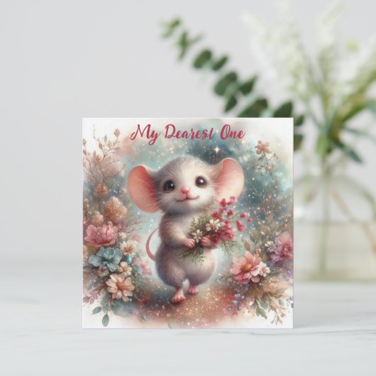 Cartes Pour Fêtes Annuelles Mon plus cher une mignonne souris Christian Valent (Debout devant)