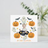 Cartes Pour Fêtes Annuelles Mon premier Halloween | Couronne de citrouille et (Debout devant)