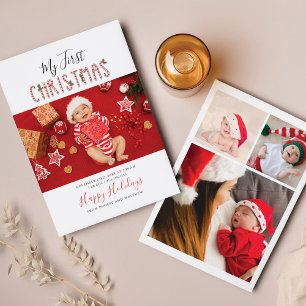 Cartes Pour Fêtes Annuelles Mon premier Noël Nouveau Collage photo bébé