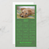 Cartes Pour Fêtes Annuelles Mon premier Noël Pet Photo 2025 Calendrier Vert (Devant / Derrière)