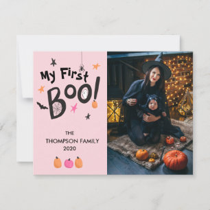 Cartes Pour Fêtes Annuelles Mon premier Noël rose Halloween Baby Pastel Holida