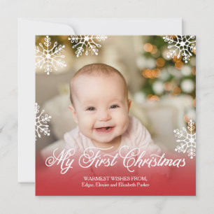 Cartes Pour Fêtes Annuelles Mon premier Noël Rouge Gradient Carré Fête