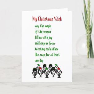 Cartes Pour Fêtes Annuelles Mon vœu de Noël - Un poème drôle de Joyeux Noël