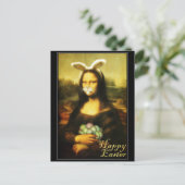 Cartes Pour Fêtes Annuelles Mona Lisa Bunny Ears Pâques (Debout devant)