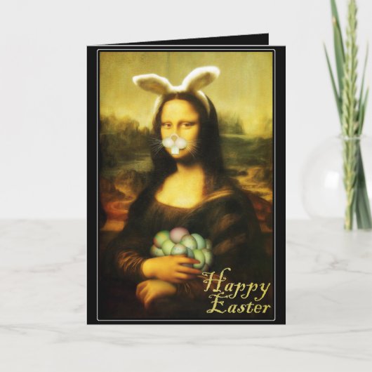 Cartes Pour Fêtes Annuelles Mona Lisa Bunny Ears Pâques (Devant)