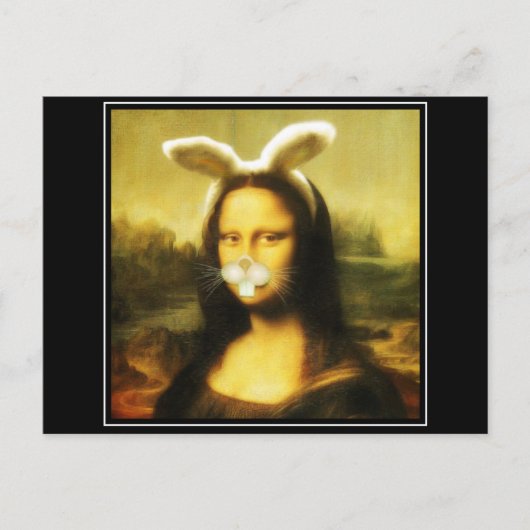 Cartes Pour Fêtes Annuelles Mona Lisa Bunny Ears Pâques (Devant)