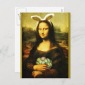 Cartes Pour Fêtes Annuelles Mona Lisa Bunny Ears Pâques (Devant / Derrière)