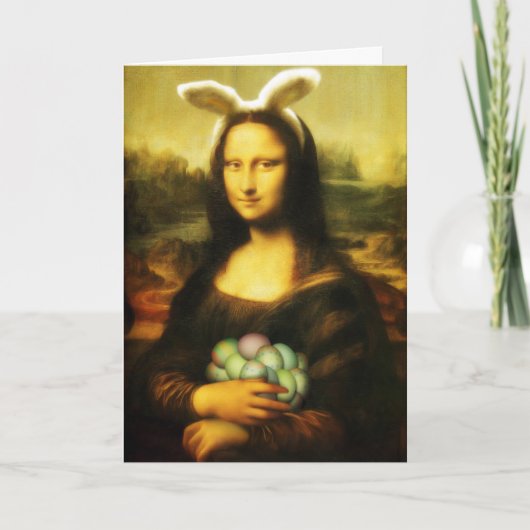Cartes Pour Fêtes Annuelles Mona Lisa Bunny Ears Pâques (Devant)