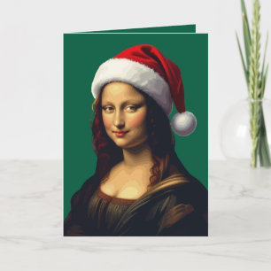 Cartes Pour Fêtes Annuelles Mona Lisa Chapeau de Père Noël Noël Fête Découpe