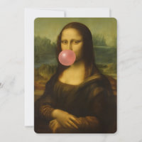 Mona Lisa soufflant de bulle rose