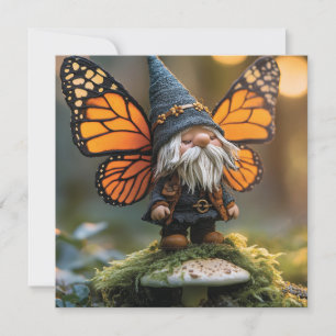 Cartes Pour Fêtes Annuelles Monarque Papillon ailé Gnome - Créature Imaginaire