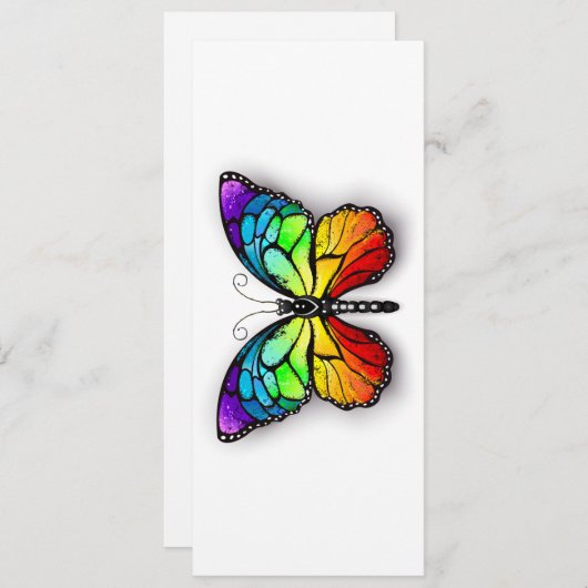 Cartes Pour Fêtes Annuelles Monarque papillon arc-en-ciel (Devant / Derrière)