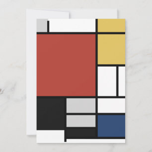 Cartes Pour Fêtes Annuelles Mondrian Peinture Rouge Plane Jaune Noir Gris Bleu