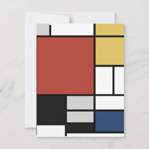 Cartes Pour Fêtes Annuelles Mondrian Peinture Rouge Plane Jaune Noir Gris Bleu