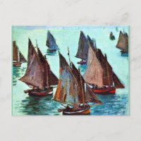 Monet - Bateaux de pêche, mer calme, oeuvres d'art