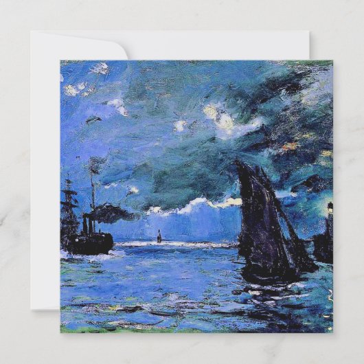 Cartes Pour Fêtes Annuelles Monet - Paysage marin, effet nocturne, oeuvres d'a (Devant)
