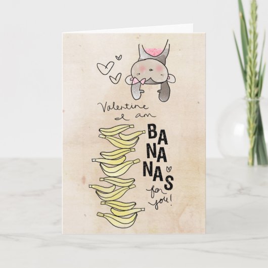 Cartes Pour Fêtes Annuelles Monkey valentine | I Am Bananas (Devant)