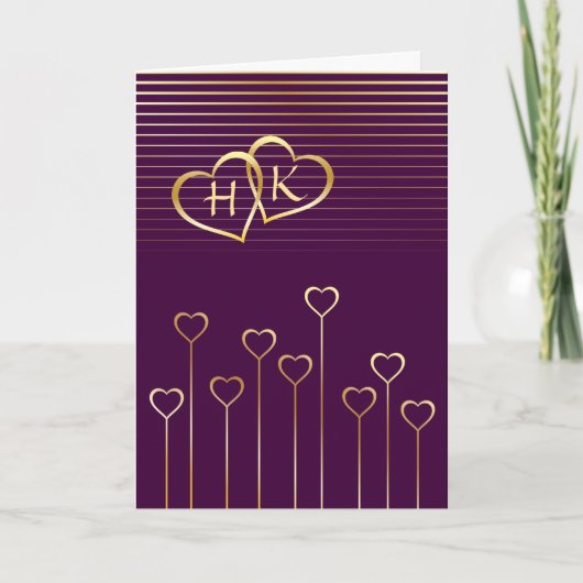 Cartes Pour Fêtes Annuelles Monogram Golden Heart (Devant)