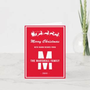 Cartes Pour Fêtes Annuelles Monogramme blanc simple Nom de famille Noël