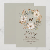 Cartes Pour Fêtes Annuelles Monogramme Boho Natural Winter Wath Christmas (Devant / Derrière)